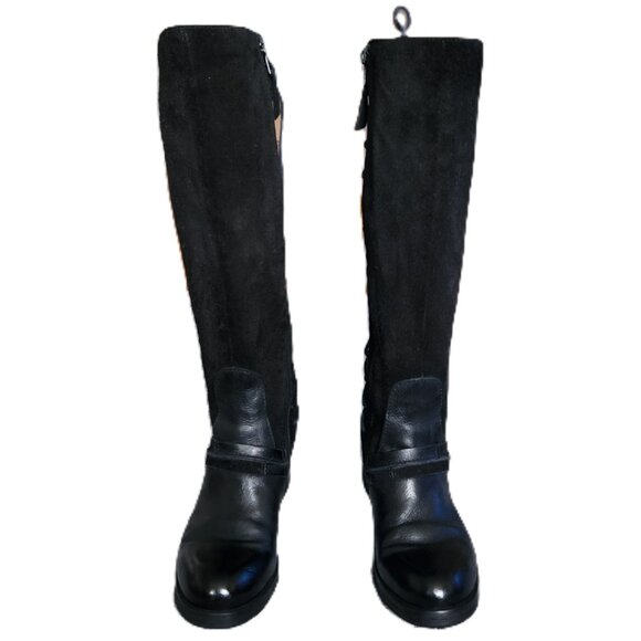 Miz Mooz 38 Shankara Black Leather Tall Lace Up Boot - Picture 3 of 15